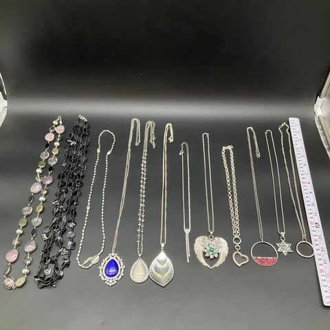 Mixed Costume Jewelry Lot 12 Necklaces Vintage to Modern 0.9 lbs Star Heart