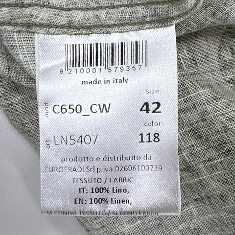 Fradi Men's Green Paisley Linen Long Sleeve Button Up Shirt Italy Sz 16.5