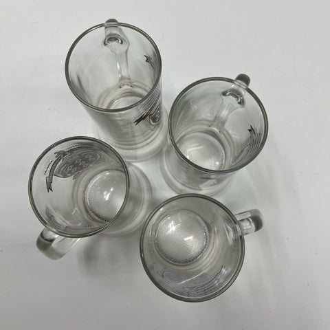 Vintage 1970 Quincy College Holiday Tournament Glass Beer Mugs Set of 4