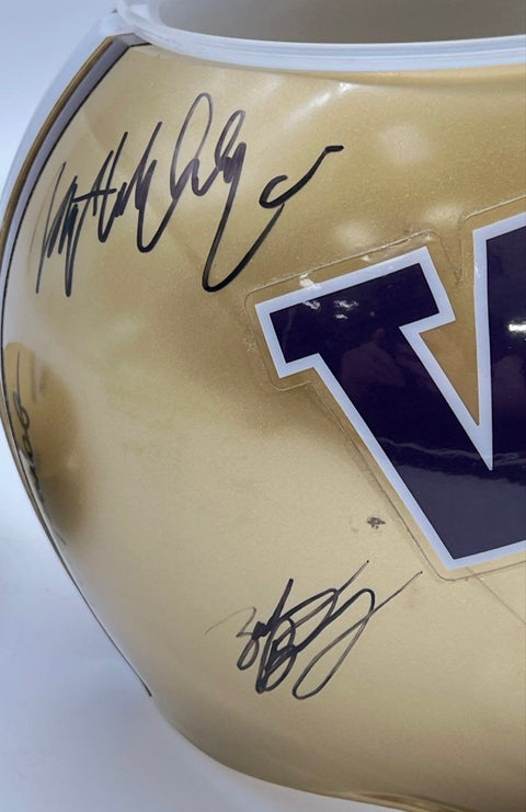 Washington Huskies NCAA Football Multi-Signed Helmet Snack Bowl Ice Bucket Gold