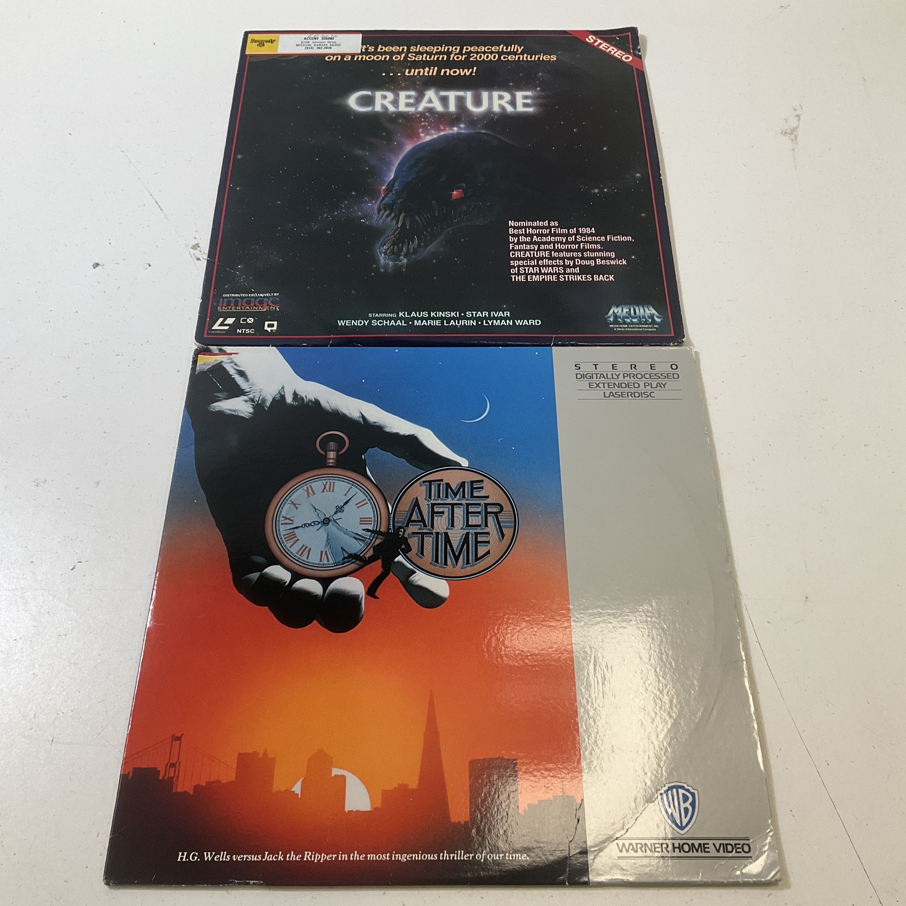 Lot 2 Laserdiscs UNTESTED Creature and Time After Time - Default 