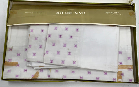 Dan River Fine Muslin All Cotton 3pc Sheet Set Purple Butterfly Vintage USA