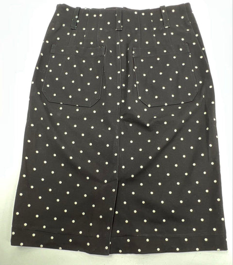 Maeve by Anthropologie Women's Black White Polka Dot Midi Skirt Pockets NWT M