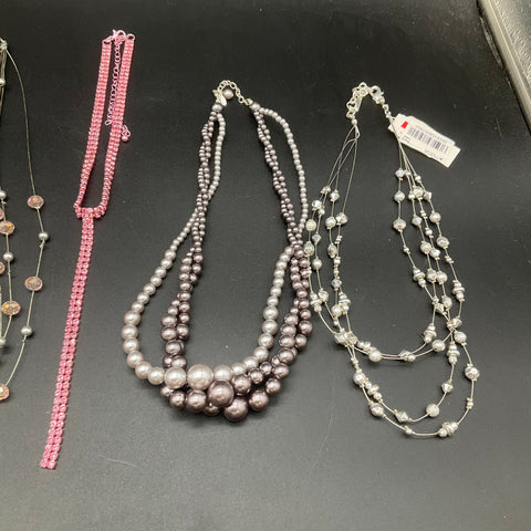 Macy's Faux Pearl Beaded Costume Jewelry Lot of 10 Necklaces Rhinestone Pendants