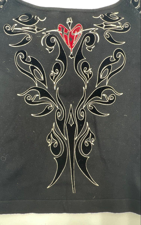 Vintage 90s Harley-Davidson Tribal Heart Cut Out Choker Neck Shirt Sz M