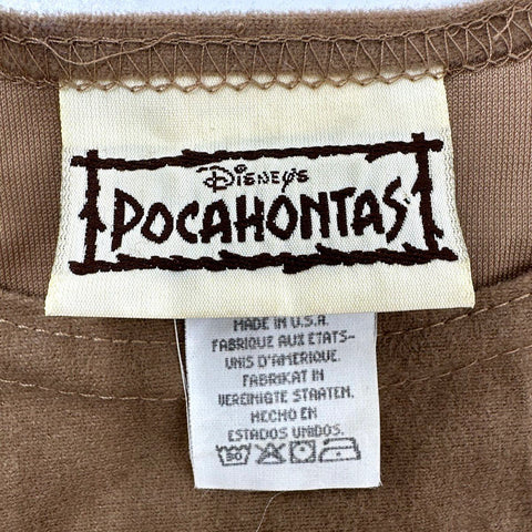 Vintage 90s Disney Pocahontas Faux Suede Fringe Beaded Girls Dress Sz 8-10
