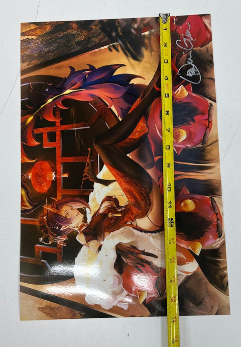 Signed OniGirl Art Print Lot 8pcs Anime Manga Style Oni Girls Contemporary