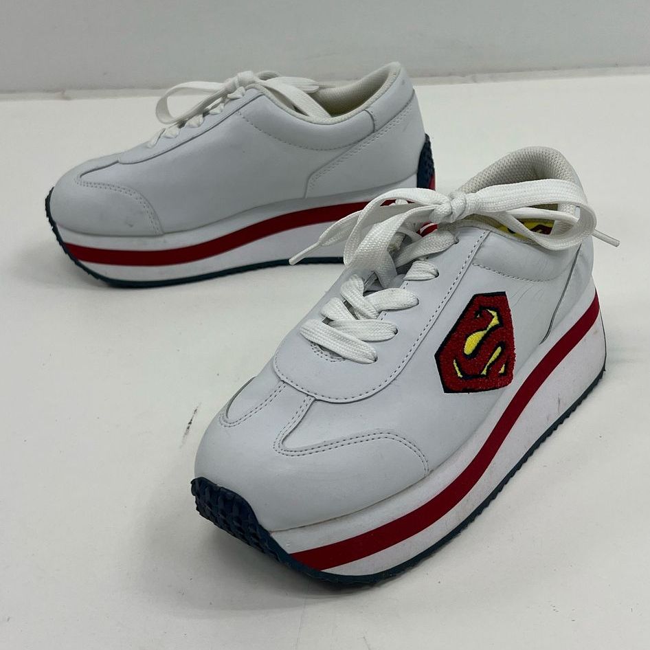 Vintage DC Comics White Super Girl Platform Lace Up Sneakers Shoes Girls 6.5