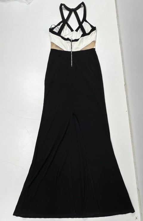 ABS by Allen Schwartz Colorblock Cutout Maxi Gown Evening Dress Sz L