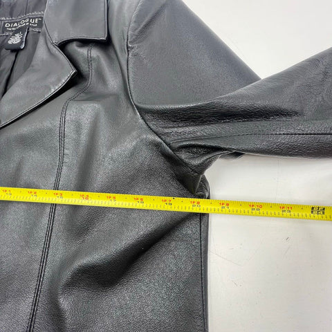Vintage 90s Dialogue Genuine Leather Button Front Blazer Jacket Sz L