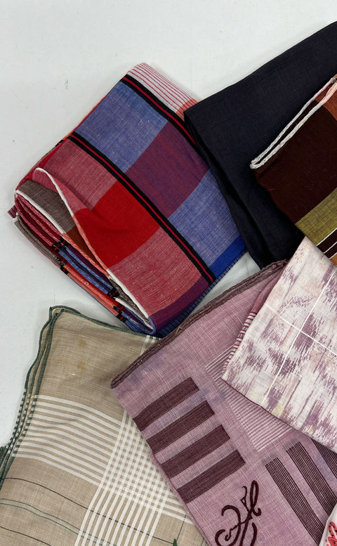 Vintage Unisex Mixed Colors & Patterns Handkerchiefs Lot Embroidered Monogrammed