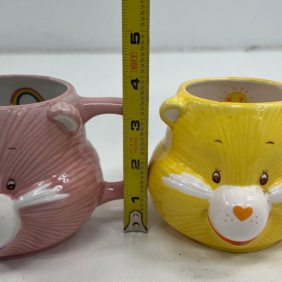 Vintage 1984 Care Bears Mug Set Cheer Bear & Funshine Bear American Greetings