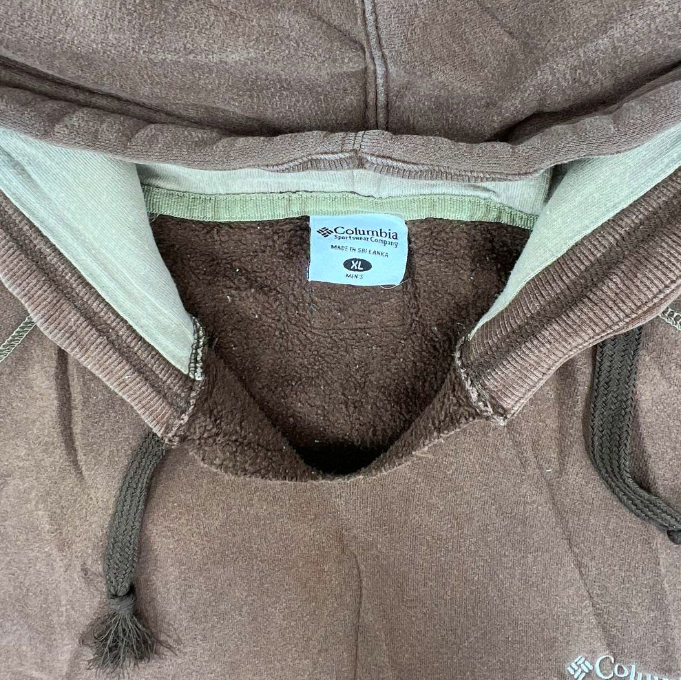 Columbia Mens Faded Brown Distressed Pullover Hoodie Sweatshirt XL Outdoor