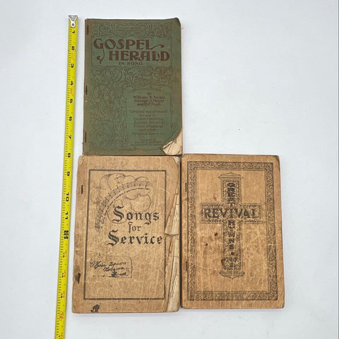 Antique Religious Hymnal Lot 3 Gospel Herald Songs for Service Revival Hymns