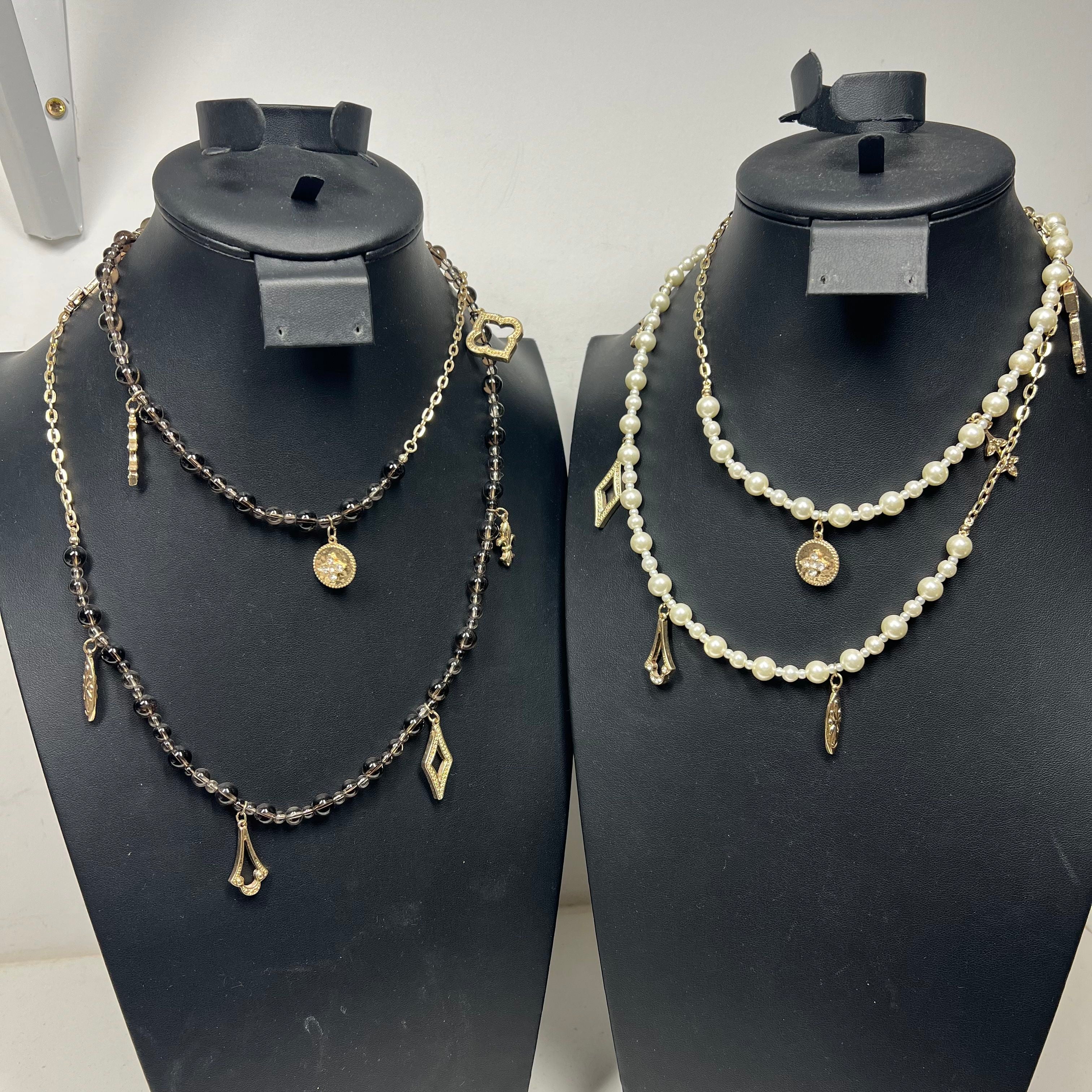 Lot White House Black Market Silver Gold Tone Beaded Statement Long Necklaces