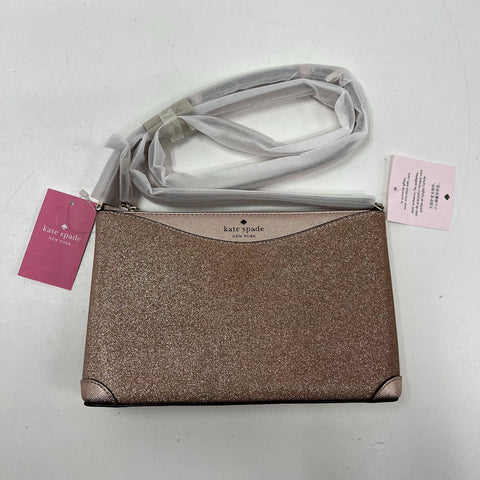 Kate Spade NWT Rose Gold Glitter Fabric Crossbody Bag K4624