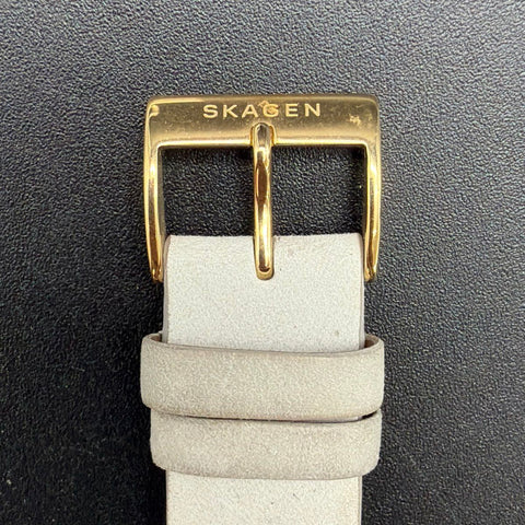 Skagen Signatur SKW2772 Women's Watch Gold Tone Grey Leather Band Tested Works