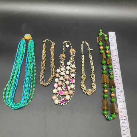 Vintage to Modern Costume Necklaces Jewelry Lot of 5 Beaded Chunky Chain