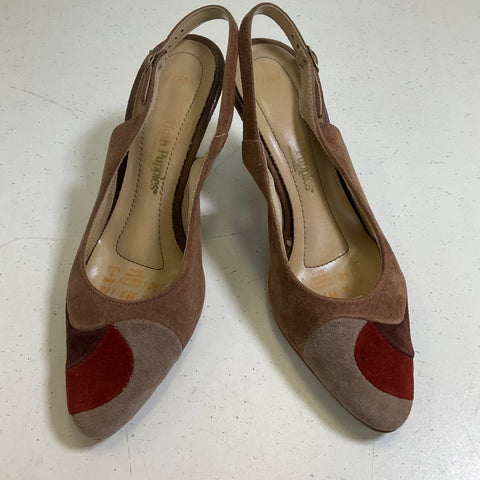 Vintage 90s Hush Puppies Suede Colorblock Slingback Pumps Womens Size 8 M