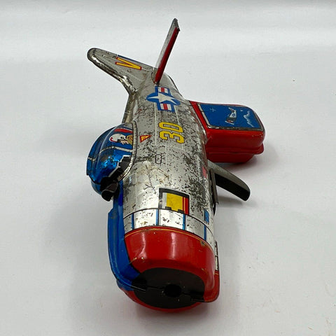 Vintage Tin Litho Jet Airplane Toy Pistol Sparker 7 Inch United States Star