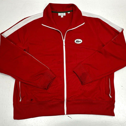 Lacoste Men's Red Stripe Sleeve Full Zip Regular Fit Track Jacket Size XXL