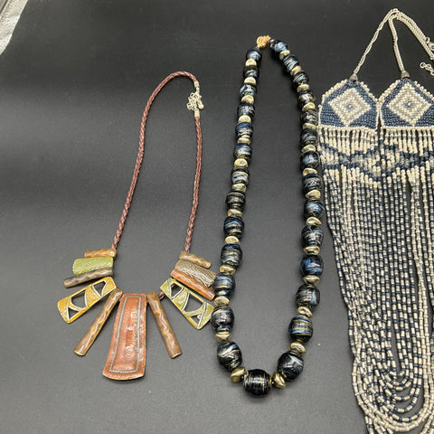 Vintage and Modern Fashion Jewelry Lot of 8 Necklaces Beaded Boho Statement Owl