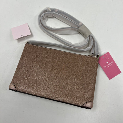 Kate Spade NWT Rose Gold Glitter Fabric Crossbody Bag K4624