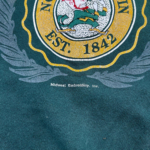 Vintage 90s Notre Dame Fighting Irish Leprechaun Crewneck Sweatshirt Green XL