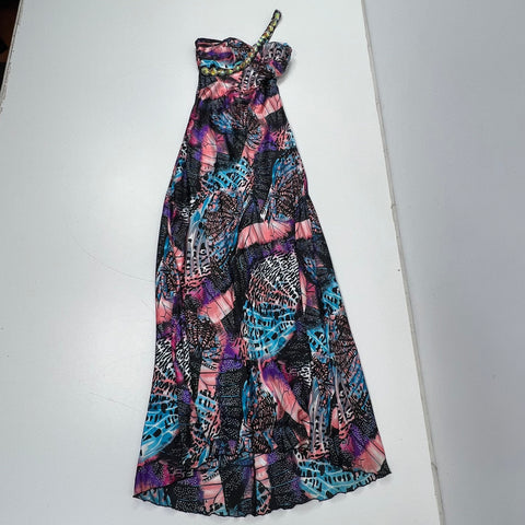 Vintage Y2K Josh & Jazz One Shoulder Jeweled Maxi Dress Prom Gown Sz 7/8