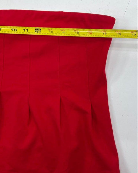 Maeve Anthropologie Red White Pleated Peplum Bustier Tube Top Lot of 2 Women's L