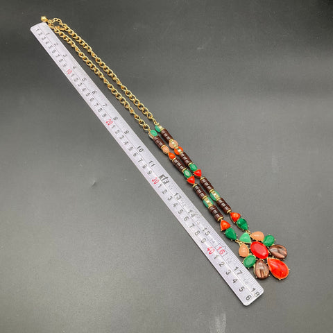 Kate Spade Fine Art Charm Statement Pendant Necklace Multi-Color Gold Tone 18"