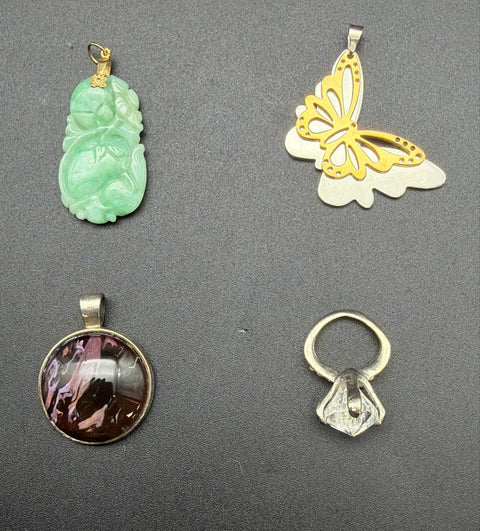 Vintage to Modern Costume Jewelry Pendant Lot 16 Pieces Glass Stone Heart Cross
