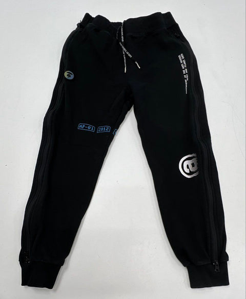 AAPE Men's Black Full Zip Side Graphic Streetwear Joggers Sweatpants Sz S