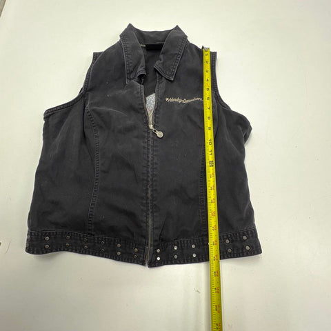 Harley-Davidson Womens Lot 2 Studded Denim Shirt & Eagle Vest Sz L