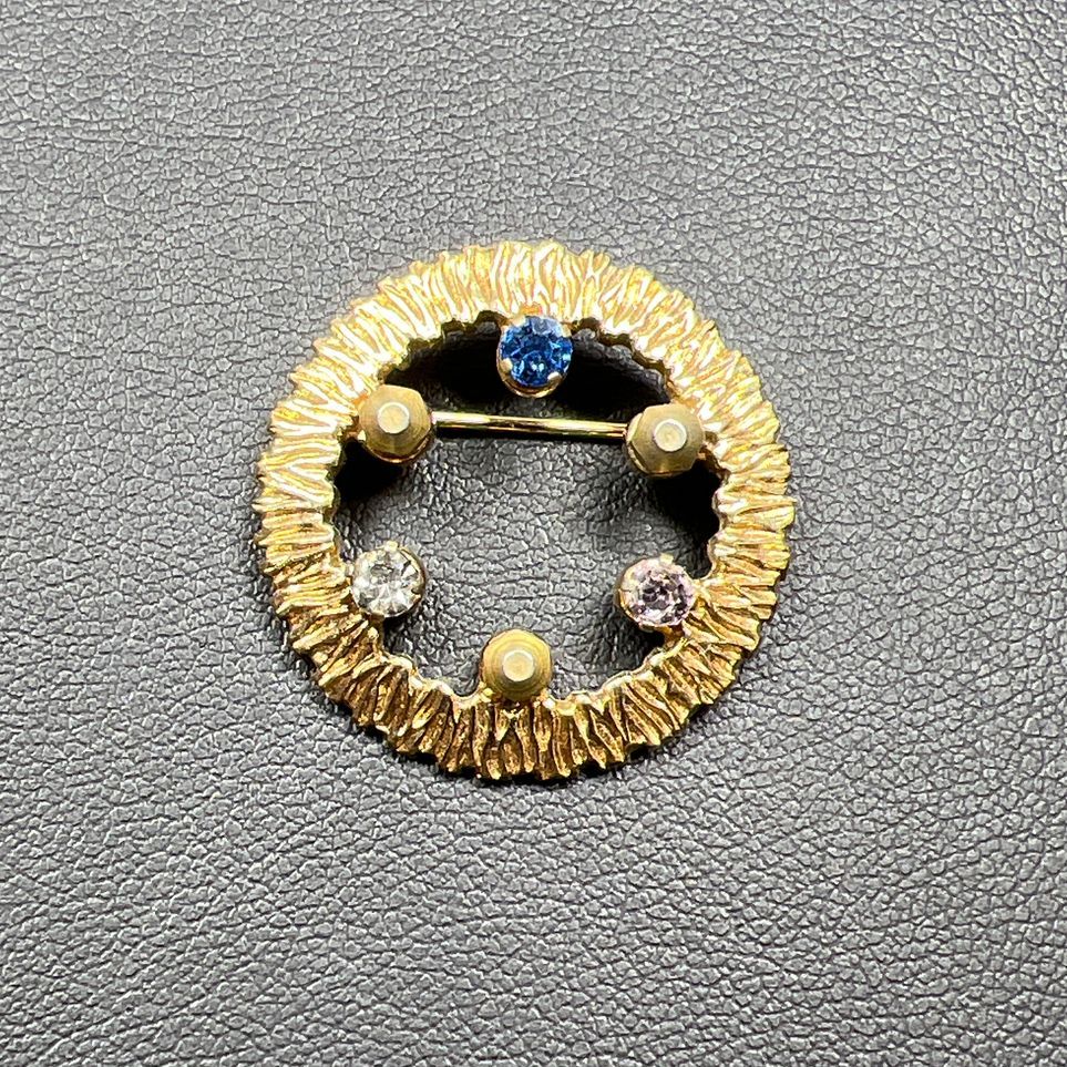 Anson Gold Plate Rhinestone Wreath Brooch
