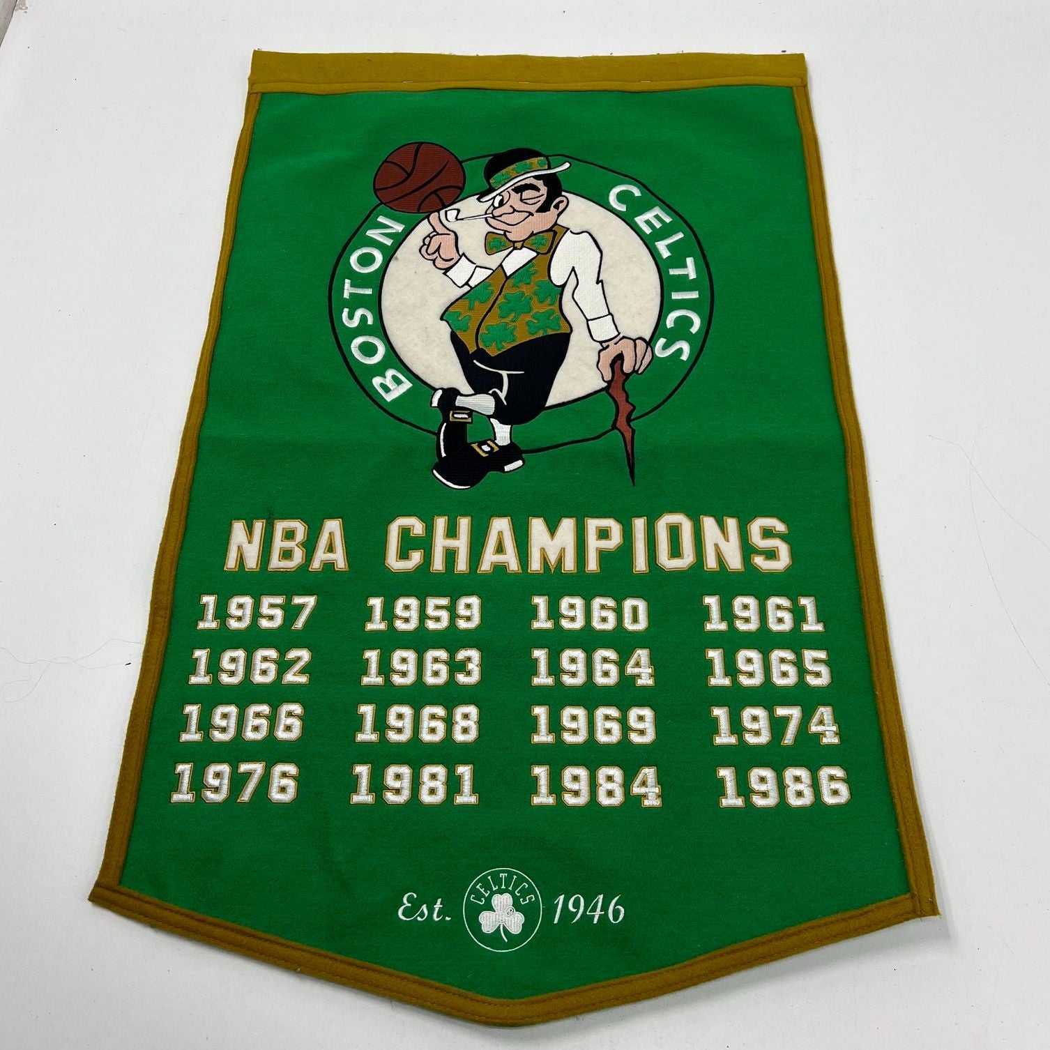 Winning Streak Boston Celtics NBA Champions Embroidered Wool Felt Banner
