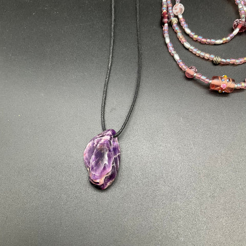 Vintage to Modern Costume Jewelry Lot 9 Necklaces Beaded Amethyst Style Enamel
