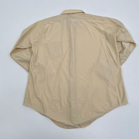Vintage Men's Van Heusen Van Q Tan Nylon Long Sleeve Button Up Shirt Size 16/33