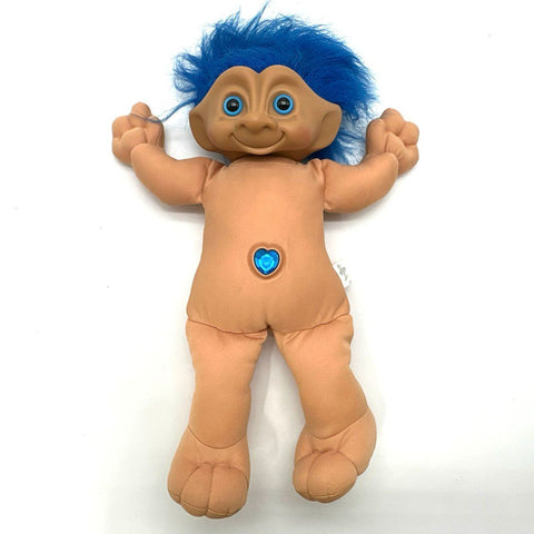 Treasure Troll Teen Ace Novelty Plush Doll Blue Hair 18 Inch Wishstone 1991