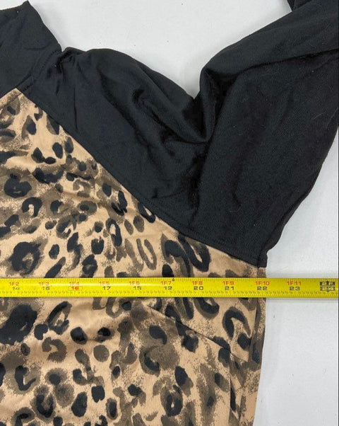 Juicy by Juicy Couture Black Tan Leopard Print Bomber Jacket Women's XL