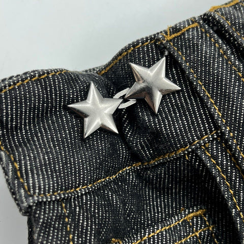 IFIK Women's Black Denim Skort Star Studs Faded Side Zip Y2K Style Size 13