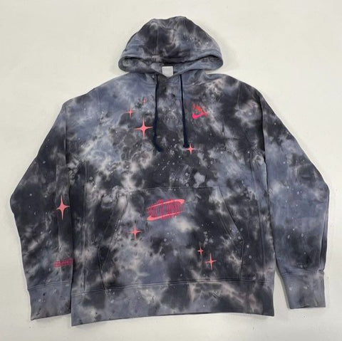 Nike Men's Sportswear Club Fleece Zero Gravity Hoodie Gray Tie-Dye Size S