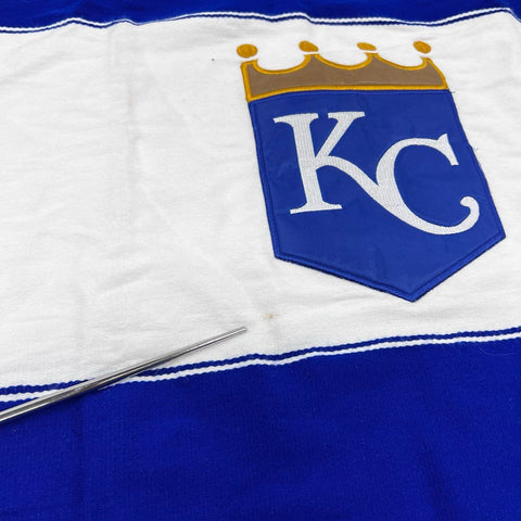 Vintage 90s Kansas City Royals MLB Fringed Stadium Poncho Blue White One Size