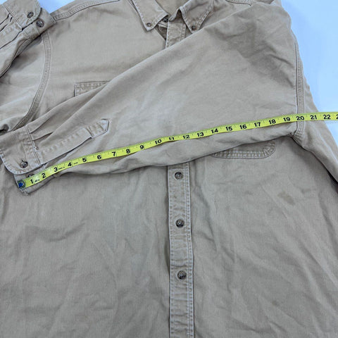 Carhartt Men's Tan Long Sleeve Button Down Work Shirt XXL