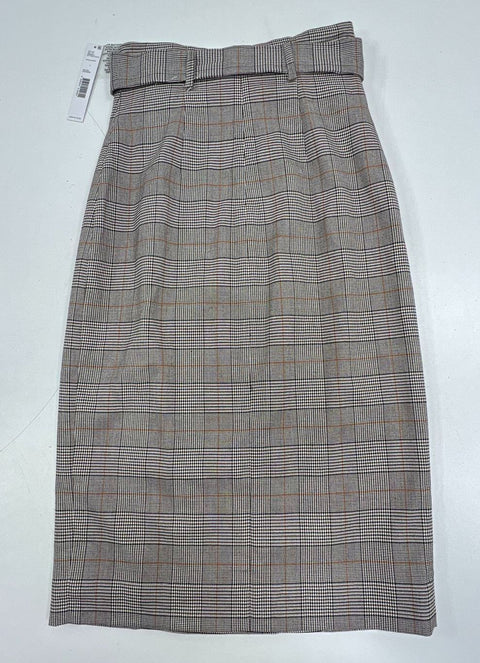 NWT Antonio Melani Gray Glen Plaid Tie Waist Trench Skirt Womens Size 0
