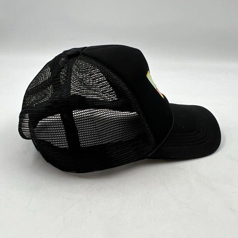 WWF World Wrestling Retro Logo Trucker Hat Black Mesh Rope Snapback Sz OS