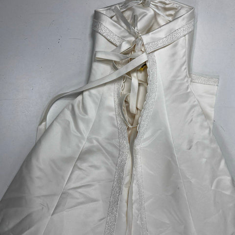 Private Collection Women's Ivory Strapless Lace Up Wedding Dress Sz 8 Vintage