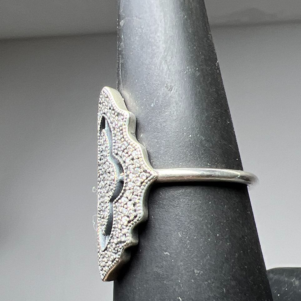 Pandora ALE 925 Sterling Silver Lace Stone Accents Ring Size 6 3.92g