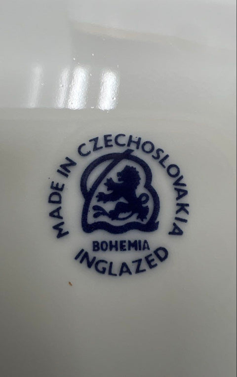 Bohemia Czechoslovakia Modernist Line Pattern Dinnerware 19pc Set Ceramic