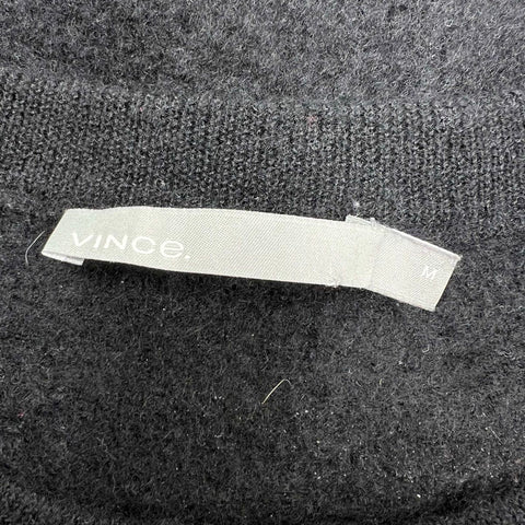 Vince Women's Black Boiled Cashmere Raw Edge Pullover Sweater Size M